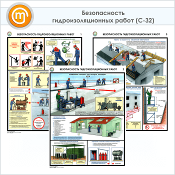 Плакаты «Безопасность гидроизоляционных работ» (С-32, 3 листа, А2)